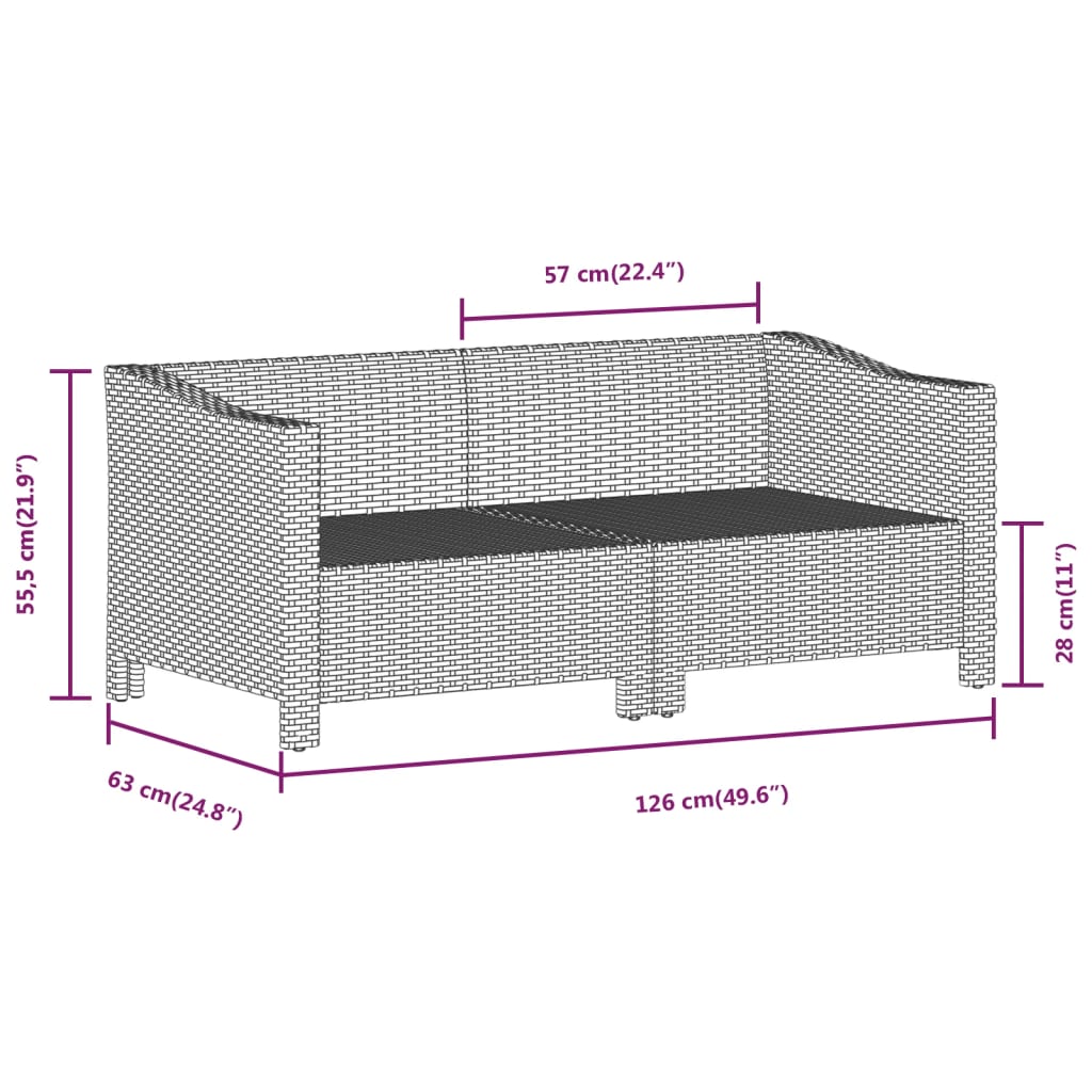 Set di Divani da Giardino 2 pz con Cuscini in Polyrattan Grigio