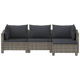 Set Divani da Giardino 4 pz con Cuscini in Polyrattan Grigio