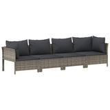 Set Divani da Giardino 4 pz con Cuscini in Polyrattan Grigio