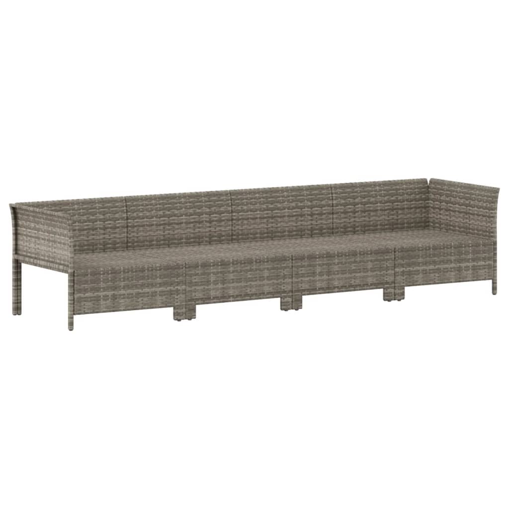 Set Divani da Giardino 4 pz con Cuscini in Polyrattan Grigio