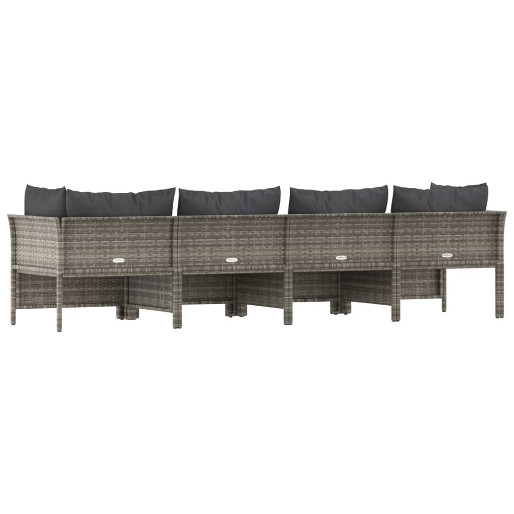 Set Divani da Giardino 4 pz con Cuscini in Polyrattan Grigio