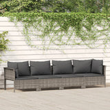 Set Divani da Giardino 4 pz con Cuscini in Polyrattan Grigio