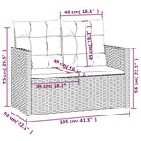 Panca da Giardino con Cuscini Grigia 105 cm in Polyrattan