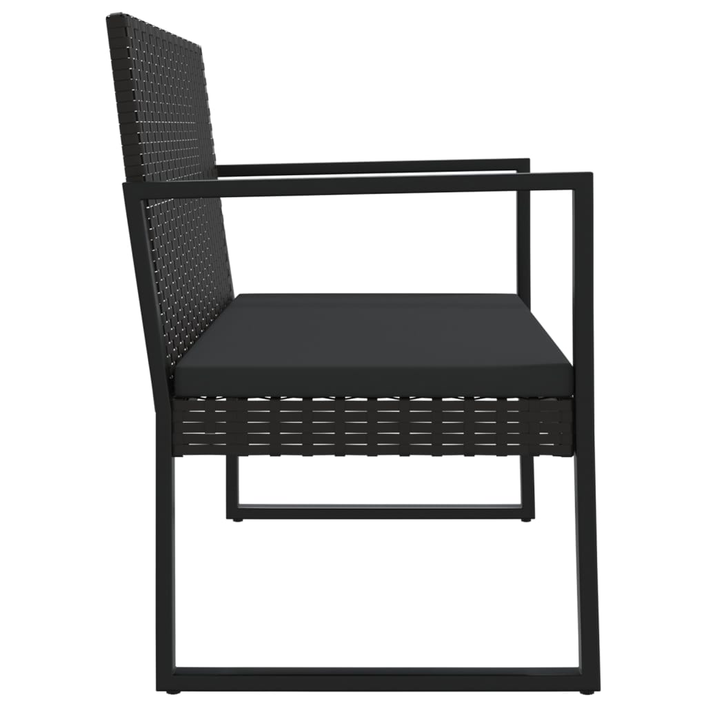 Panca da Giardino con Cuscini Nera 106 cm in Polyrattan