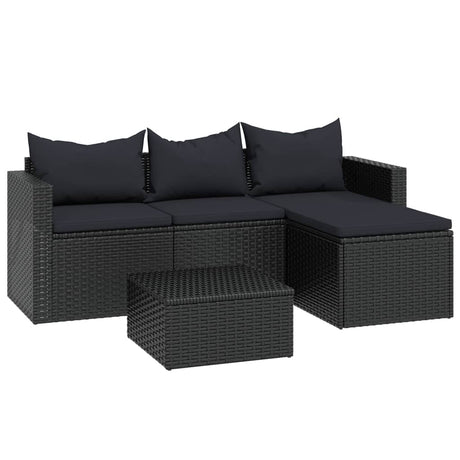 Set Divani da Giardino Nero in Polyrattan