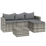 Set Divani da Giardino 3 pz con Cuscini in Polyrattan Grigio