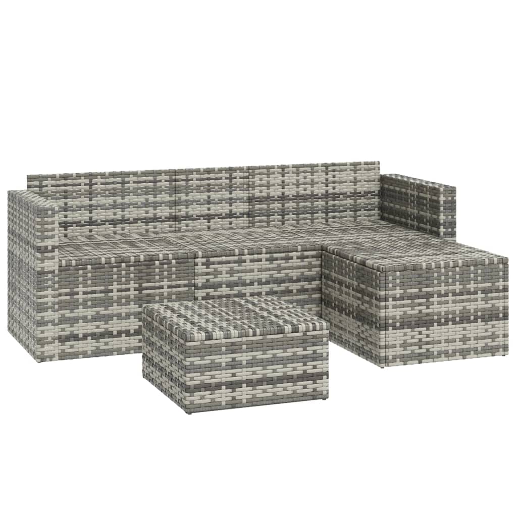 Set Divani da Giardino 3 pz con Cuscini in Polyrattan Grigio