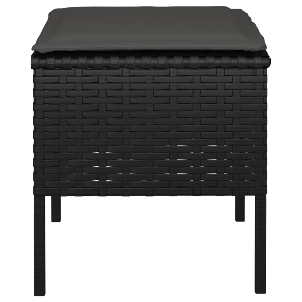 Poggiapiedi da Giardino con Cuscini 4pz Nero in Polyrattan