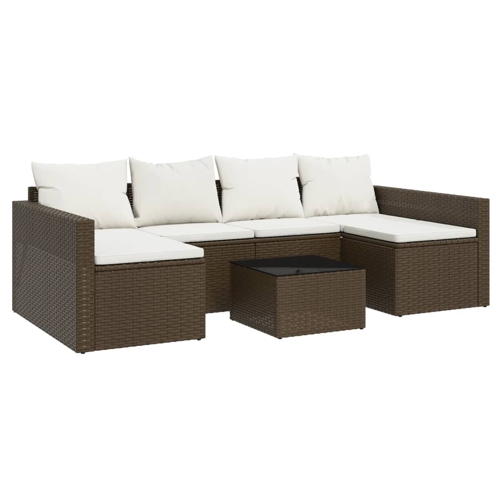 Set Divani da Giardino 2 pz con Cuscini in Polyrattan Marrone