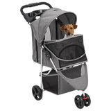 Passeggino per Cani Pieghevole Grigio 80x46x98cm Tessuto Oxford