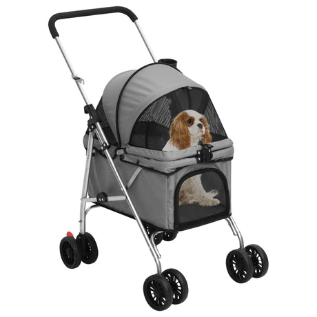 Passeggino Cani Pieghevole Grigio 76x50x100cm Tessuto Oxford