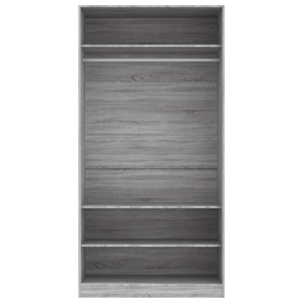 Armadio Grigio Sonoma 100x50x200 cm in Legno Multistrato