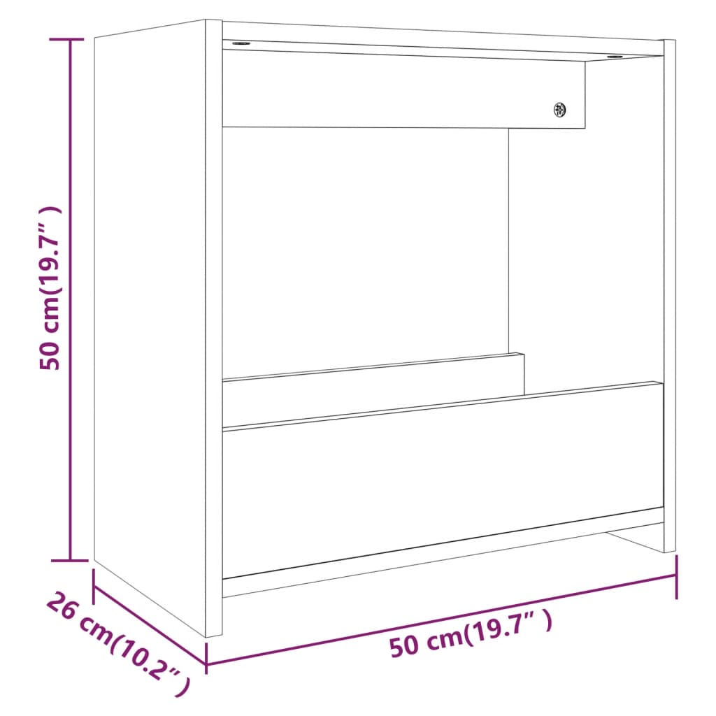 Tavolino Rovere Fumo 50x26x50 cm in Legno Multistrato