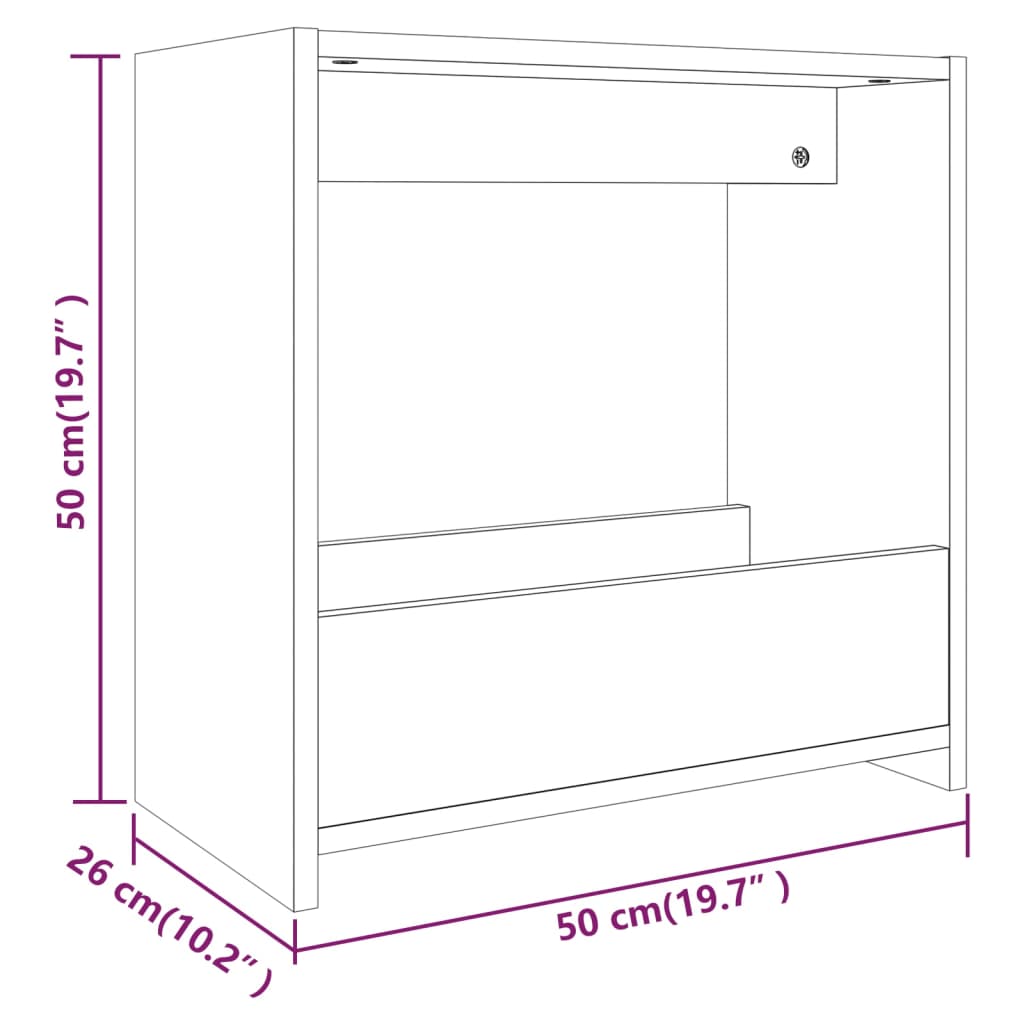 Tavolino Grigio Sonoma 50x26x50 cm in Legno Multistrato