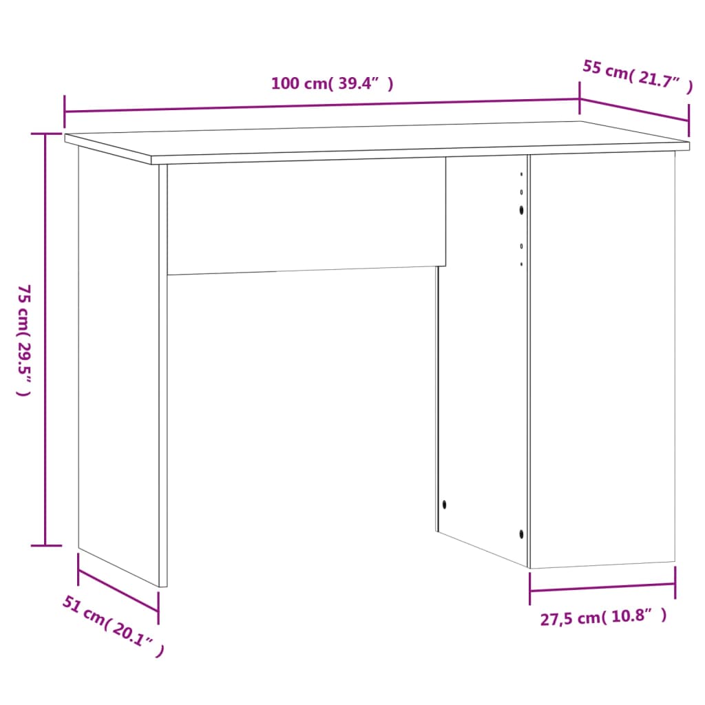 Scrivania Bianca 100x55x75 cm in Legno Multistrato