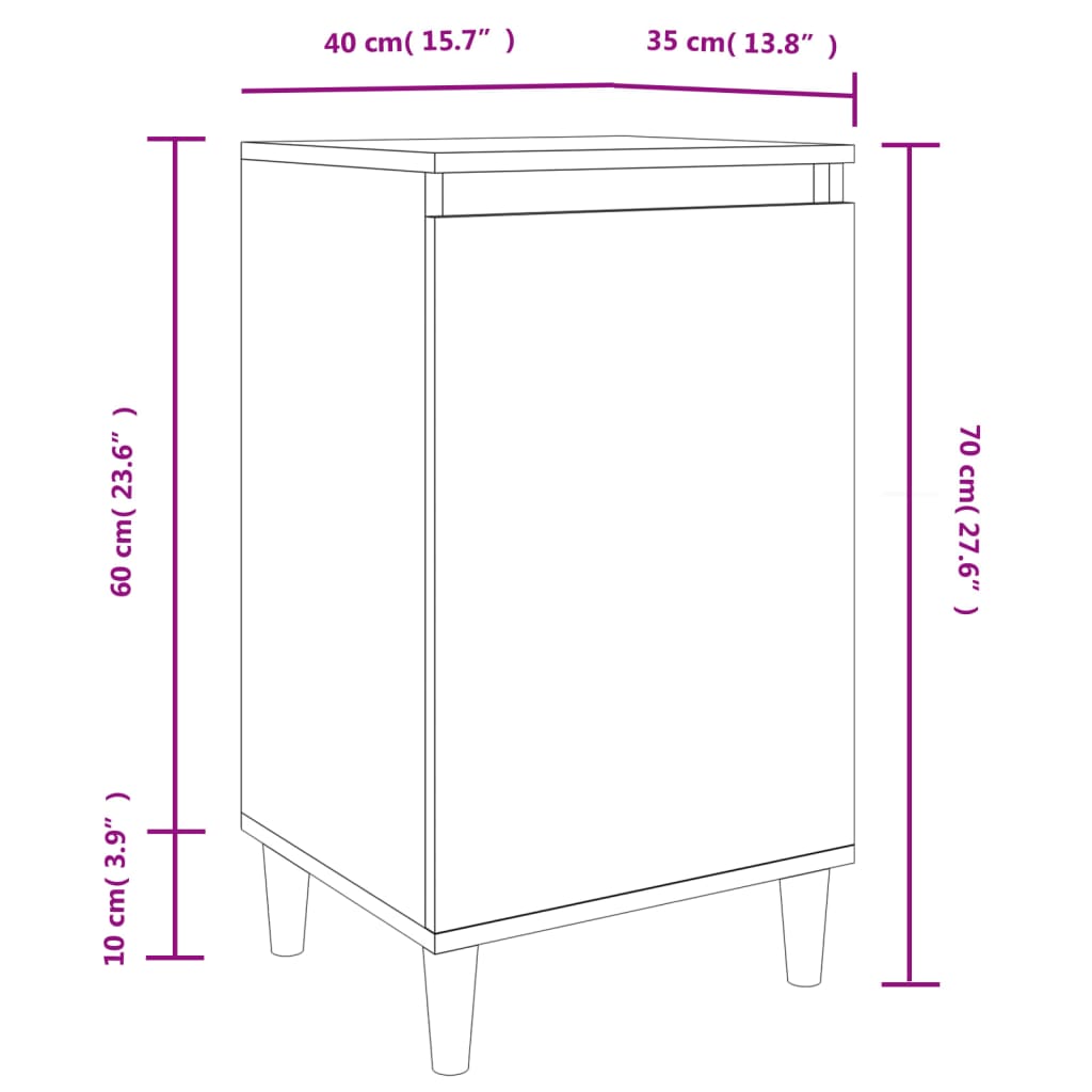 Comodino Bianco 40x35x70 cm in Legno Multistrato