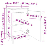 Comodino Grigio Cemento 40x35x70 cm in Legno Multistrato