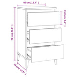 Comodino Bianco 40x35x70 cm in Legno Multistrato