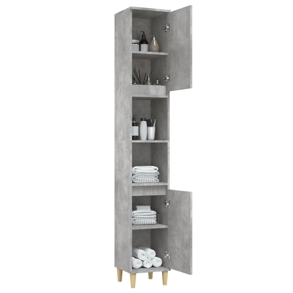 Armadietto Bagno Grigio Cemento 30x30x190 cm Legno Multistrato