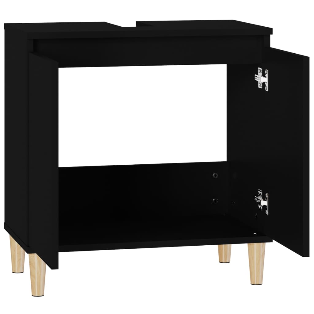 Mobile Lavabo Nero 58x33x60 cm in Legno Multistrato