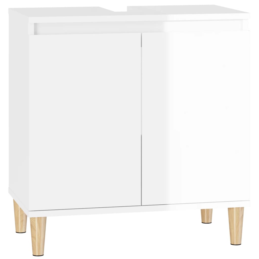 Mobile Lavabo Bianco Lucido 58x33x60 cm in Legno Multistrato