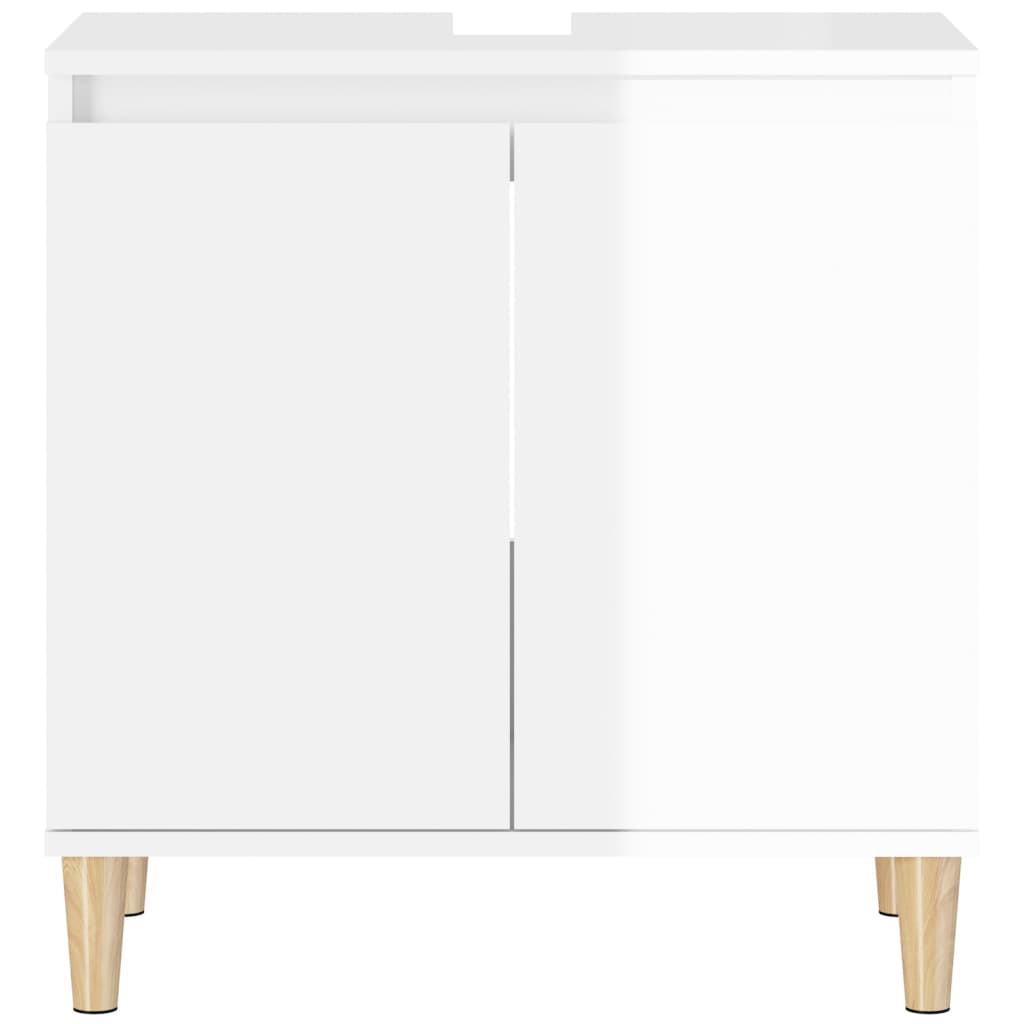 Mobile Lavabo Bianco Lucido 58x33x60 cm in Legno Multistrato