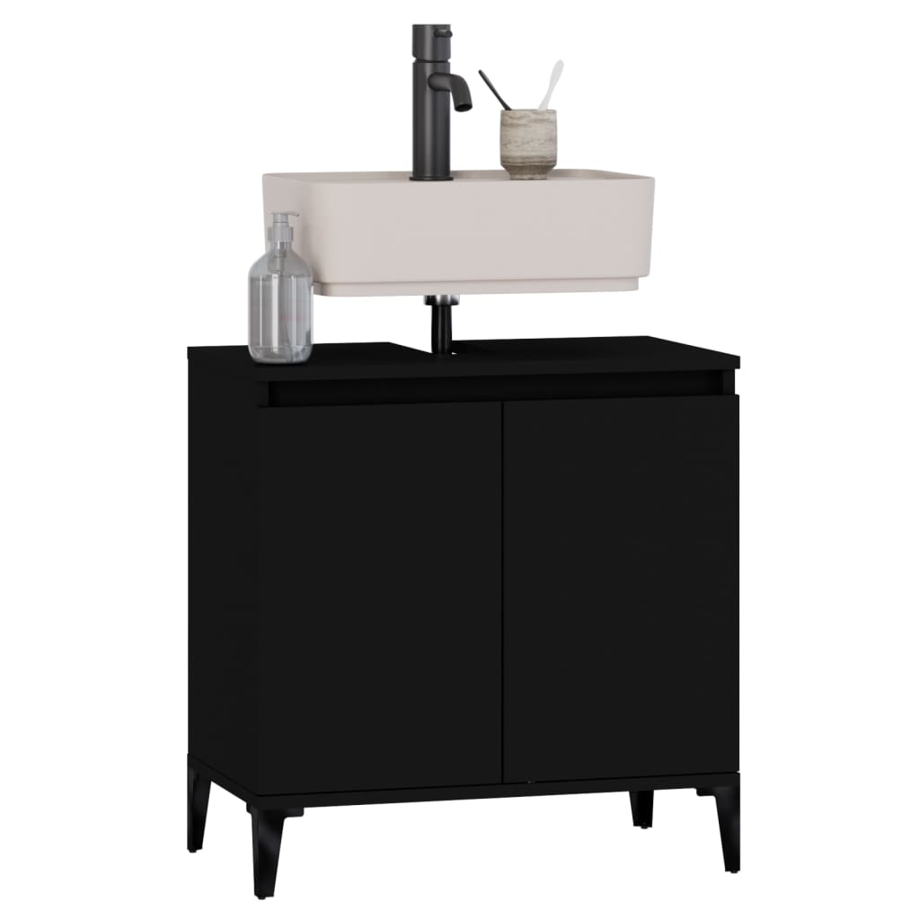 Mobile Lavabo Nero 58x33x60 cm in Legno Multistrato