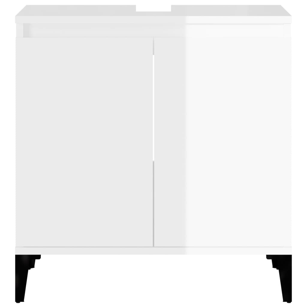 Mobile Lavabo Bianco Lucido 58x33x60 cm in Legno Multistrato