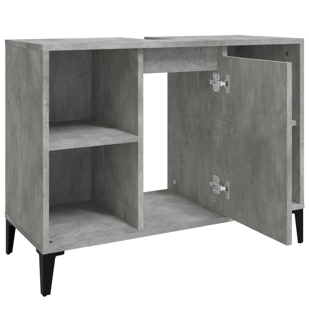 Mobile Lavabo Grigio Cemento 80x33x60 cm in Legno Multistrato