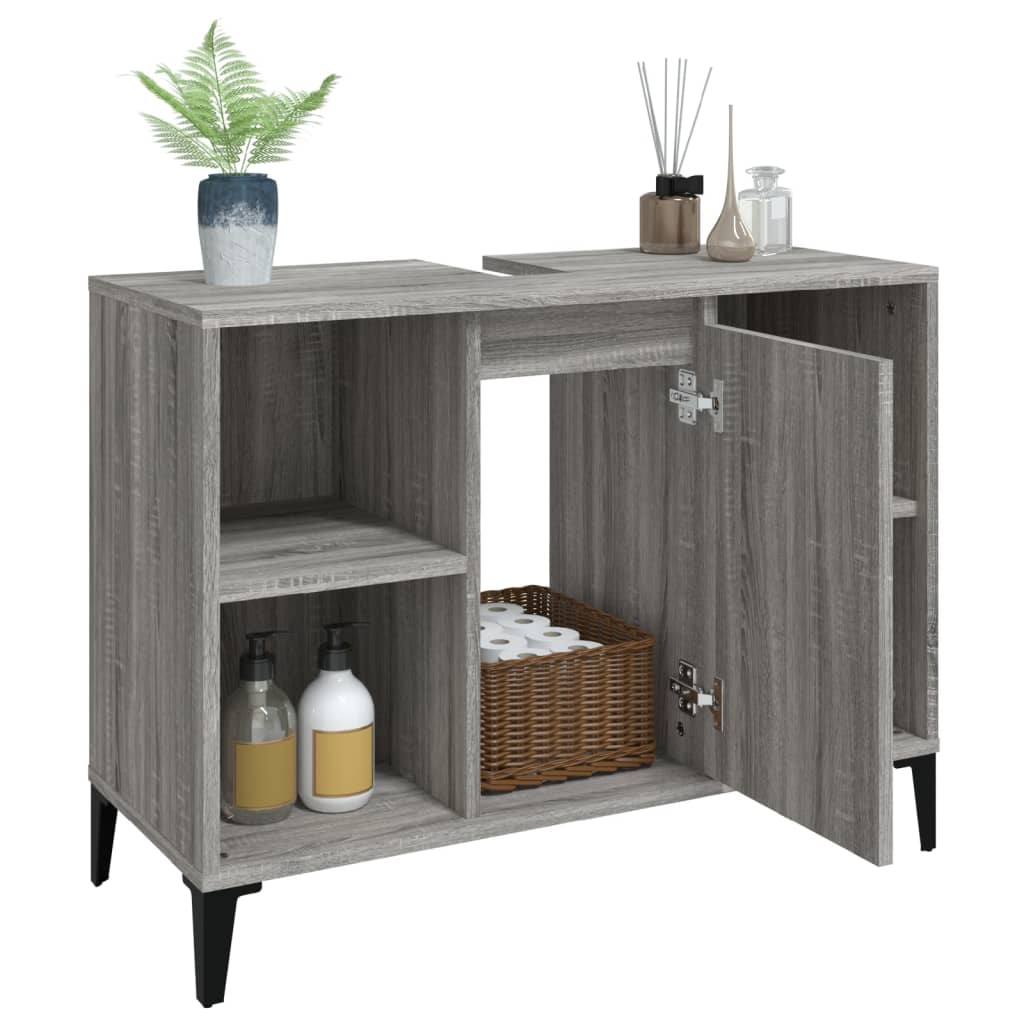 Mobile Lavabo Grigio Sonoma 80x33x60 cm in Legno Multistrato