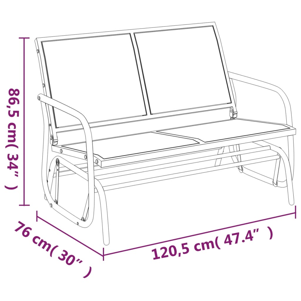 Panca Glider Giardino Marrone 120,5x76x86,5cm Textilene Acciaio