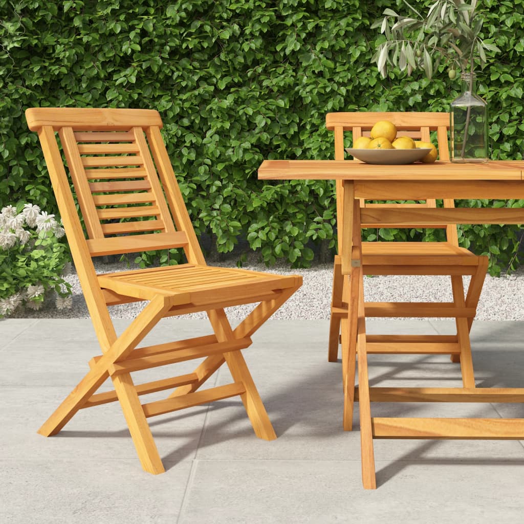 Sedie da Giardino Pieghevole 2pz 47x63x90cm Legno Massello Teak