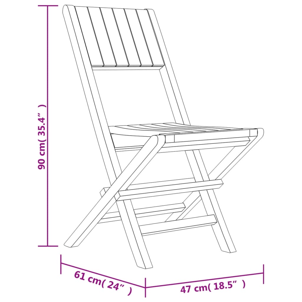 Sedie da Giardino Pieghevoli 2pz 47x61x90cm Legno Massello Teak