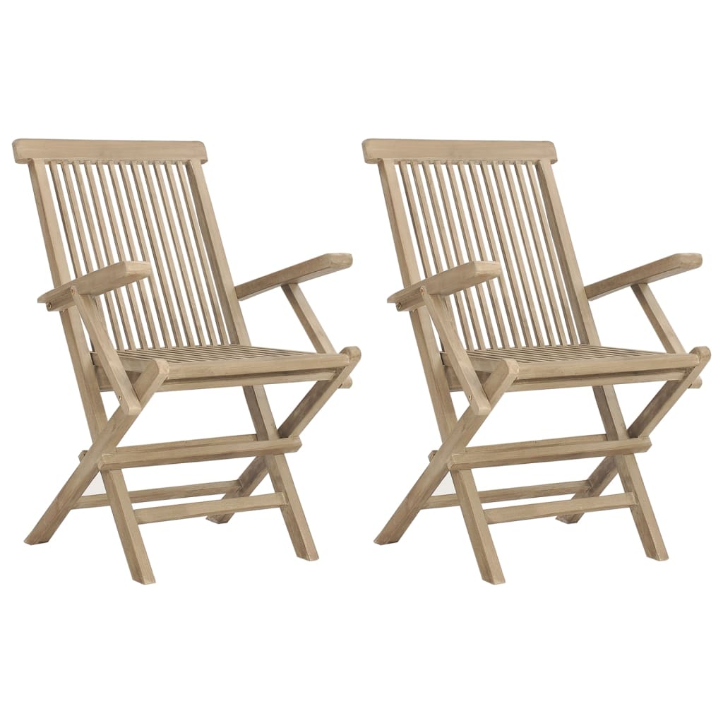 Sedie Giardino Pieghevoli 2pz Grigie 56x61x89 cm Massello Teak