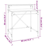 Scrivania Nera 80x50x90 cm in Legno Multistrato e Ferro