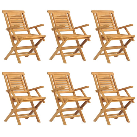 Sedie da Giardino Pieghevoli 6pz 56x63x90cm Legno Massello Teak