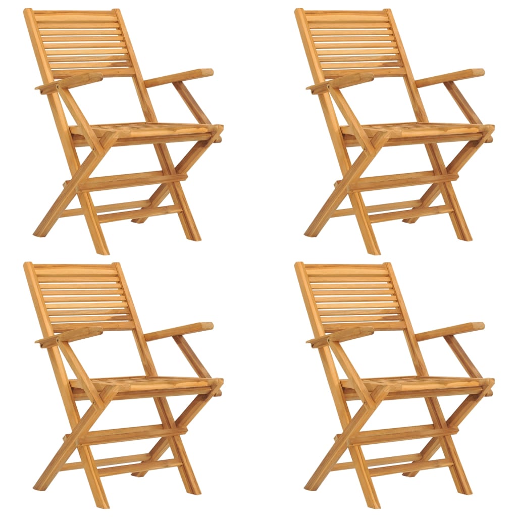 Sedie da Giardino Pieghevoli 4pz 55x62x90cm Legno Massello Teak