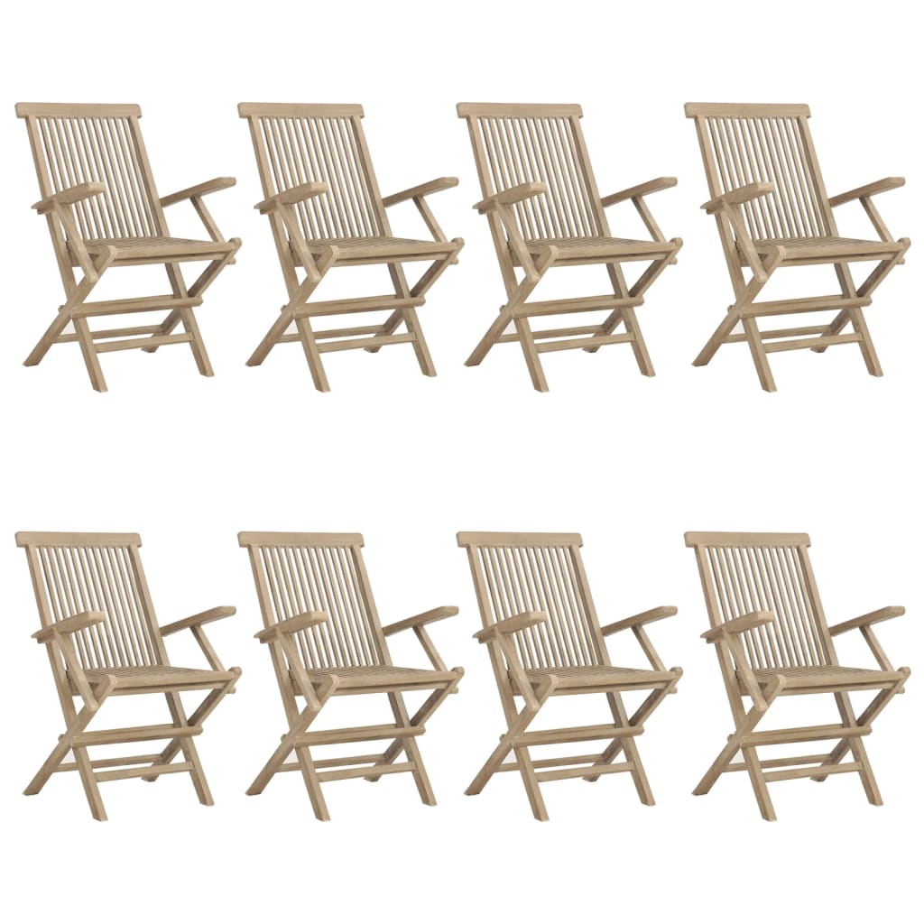 Sedie Giardino Pieghevoli 8pz Grigie 56x61x89 cm Massello Teak