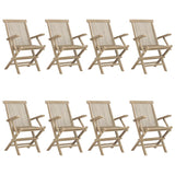 Sedie Giardino Pieghevoli 8pz Grigie 56x61x89 cm Massello Teak