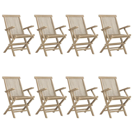 Sedie Giardino Pieghevoli 8pz Grigie 56x61x89 cm Massello Teak