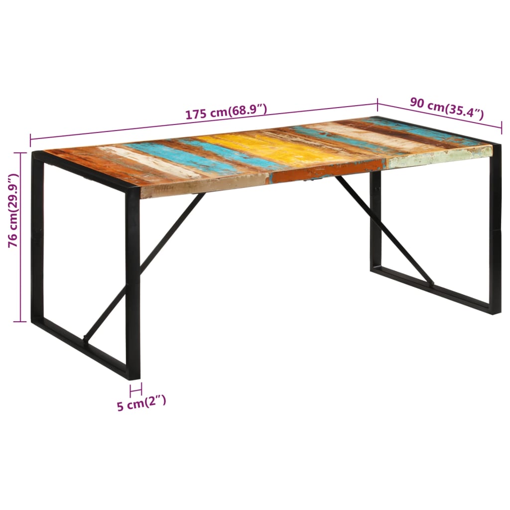 Tavolo da Pranzo 175x90x76 cm in Legno Massello di Recupero