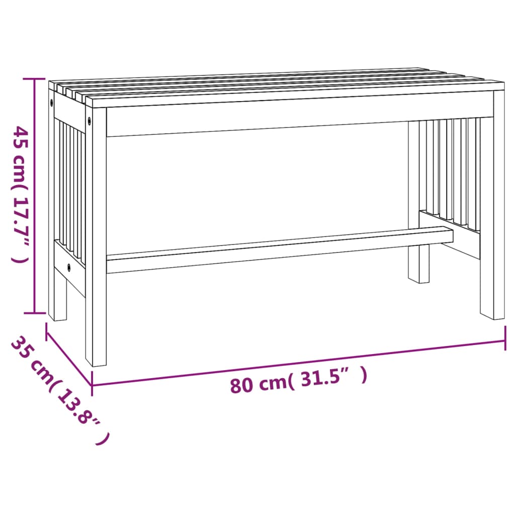 Panca da Giardino 80 cm Legno Massello di Eucalipto