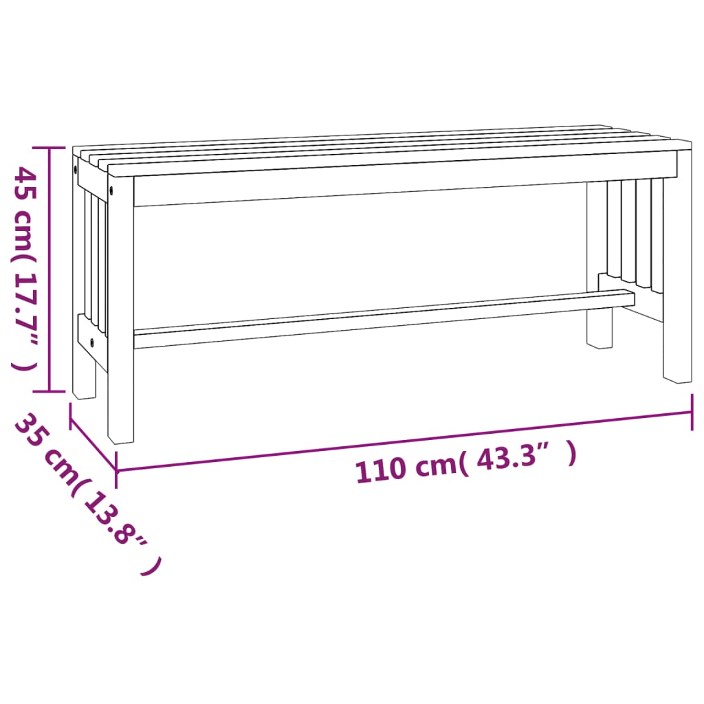 Panca da Giardino 110 cm Legno Massello di Eucalipto