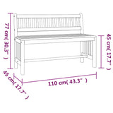 Panca da Giardino 110 cm Legno Massello di Eucalipto