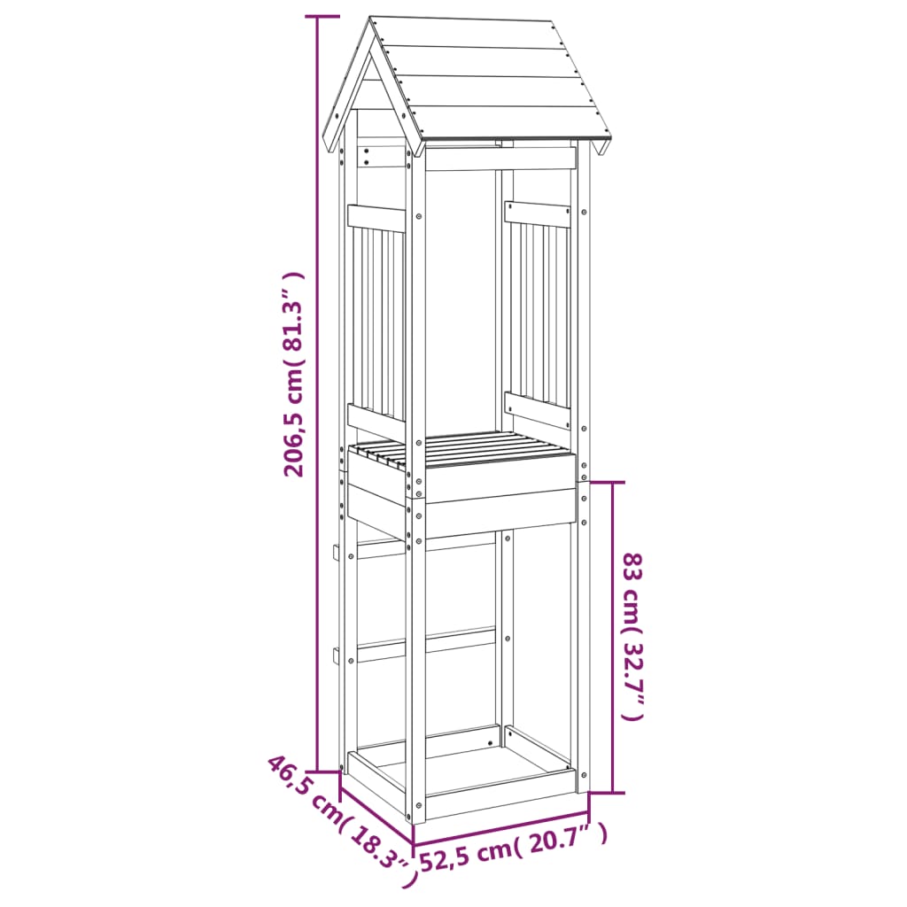 Torre da Gioco 52,5x46,5x206,5 cm in Legno Massello di Douglas