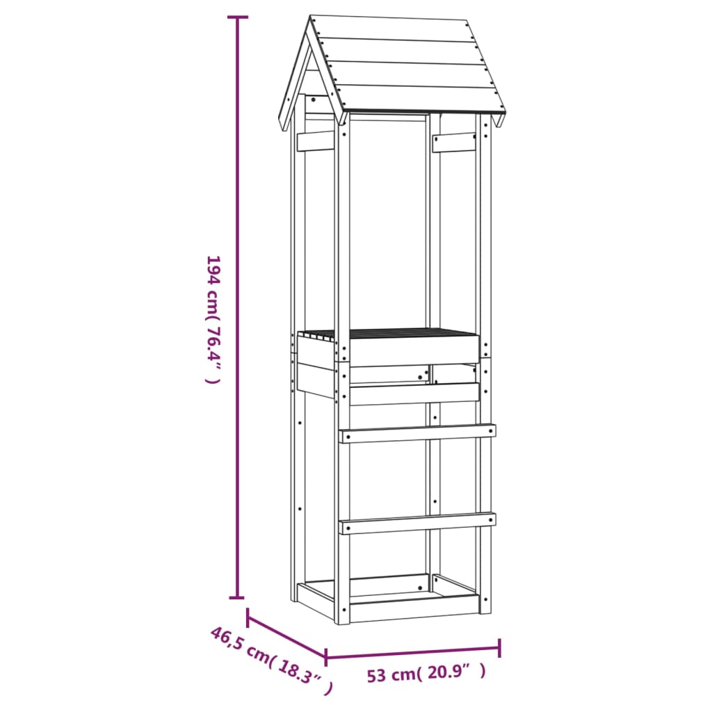 Torre da Gioco 53x46,5x194 cm in Legno di Pino Impregnato