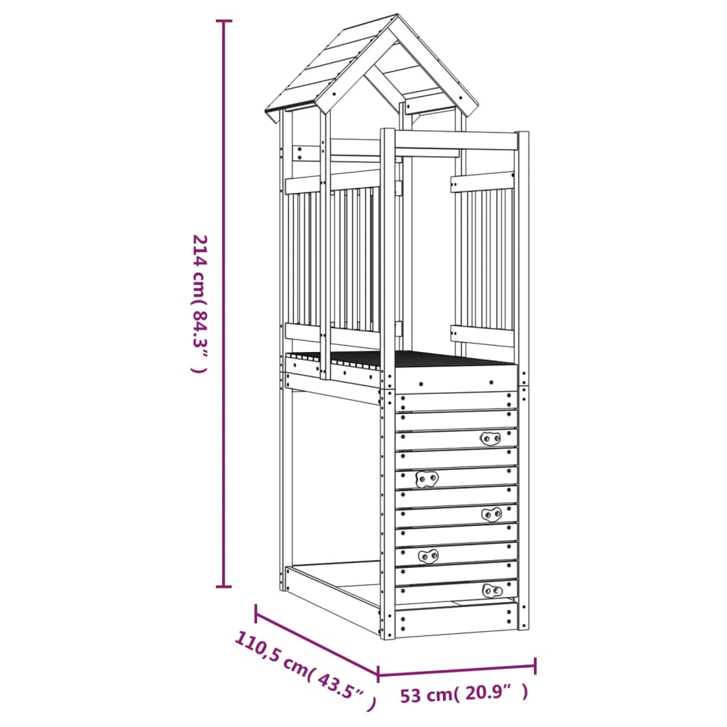 Torre da Gioco con Arrampicata 53x110x214 cm in Legno di Pino