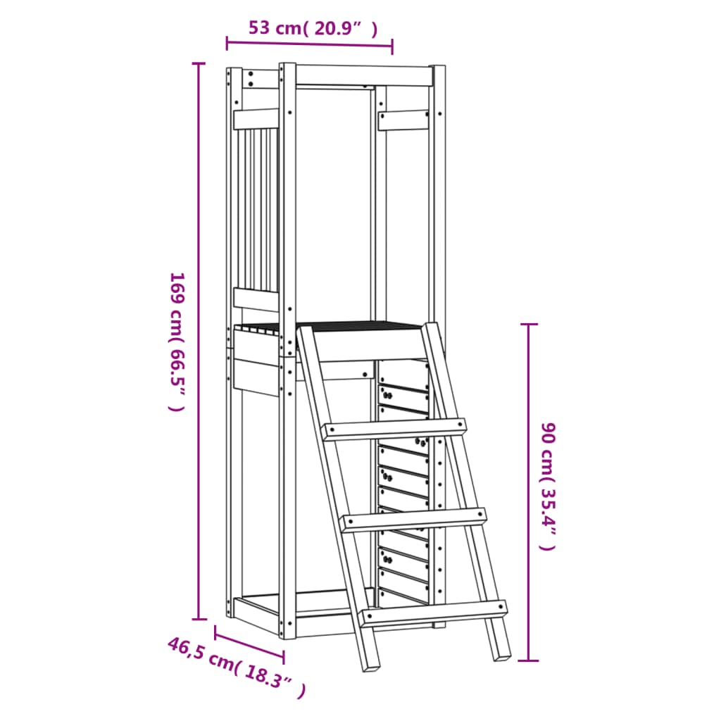 Set da Gioco 53x46,5x169 cm in Legno Massello di Pino