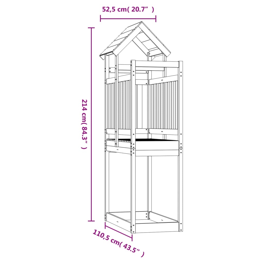 Torre da Gioco 52,5x110,5x214 cm in Legno Massello di Pino