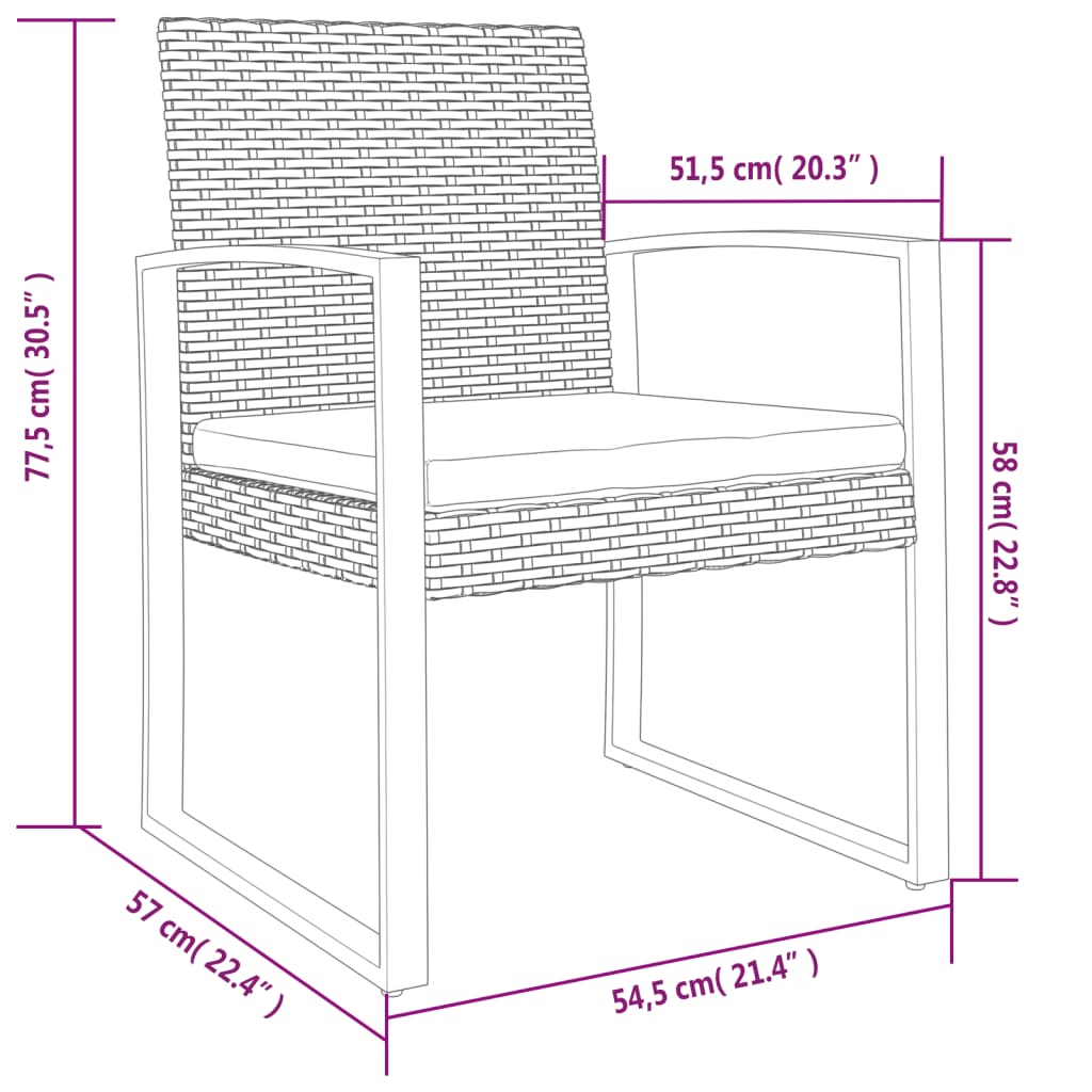 Sedie da Pranzo da Giardino 2 pz Marroni in Rattan PP